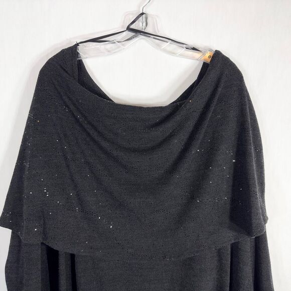 Jaclyn Smith Plus Size 3X Sweater Off Shoulder Gray Sequins Knit Long Sleeve 342 - Picture 3 of 8
